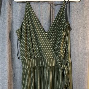 Green/White Stripe Jumpsuit, NWOT